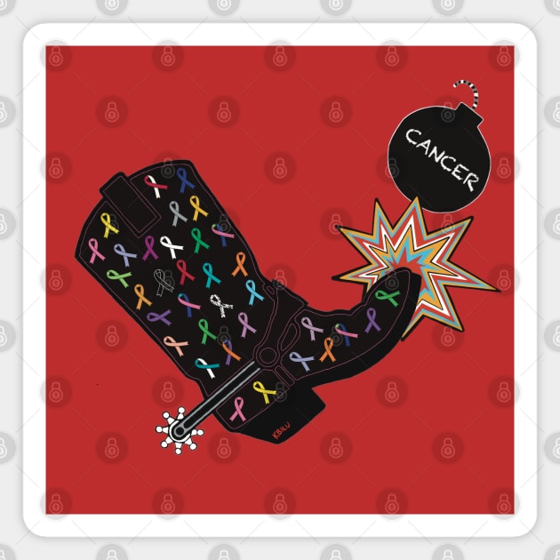 Black Cancer Ribbon Boot Magnet by KBILU_Art